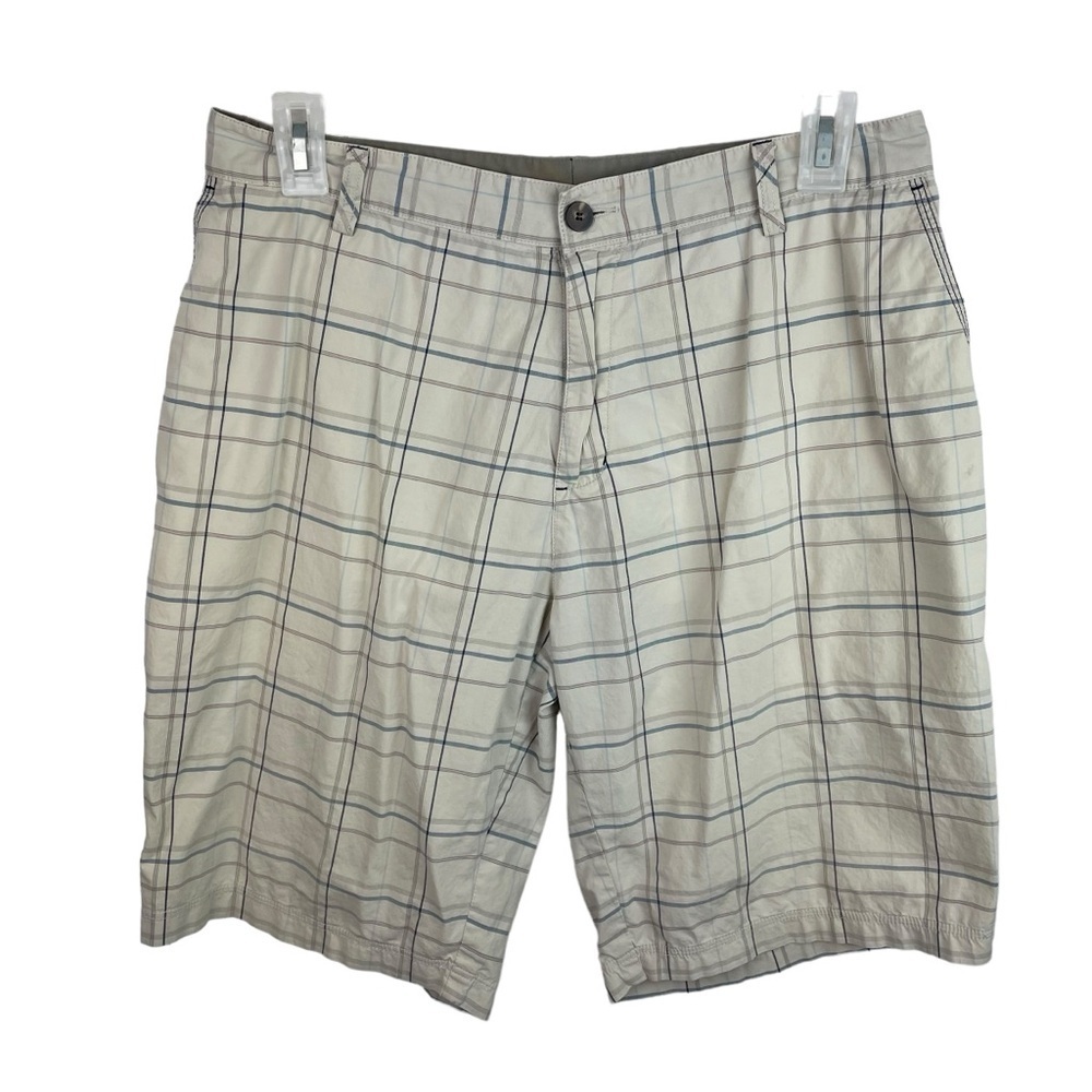 Adidas | Khaki Plaid Lightweight Golf Shorts